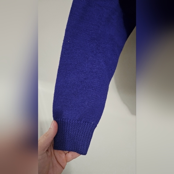 Vintage ADELE JOYCE Petites cobalt blue 100%wool button front cardigan sweater.M - Picture 6 of 10